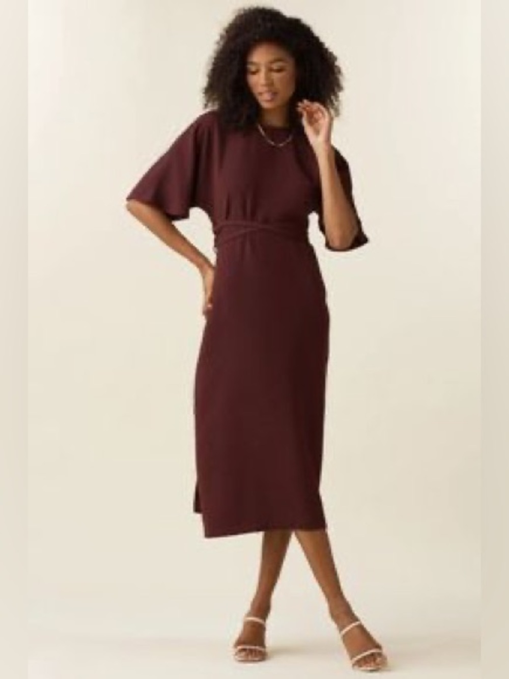 VETTA Midi Dress in Deep Wine